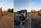 Carreta pega fogo na BR-158 e incêndio atinge vegetação às margens da rodovia