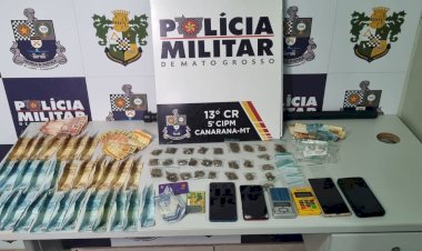 Polícia Militar prende dois homens e apreende menor por tráfico de drogas em Canarana