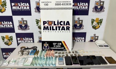 Polícia Militar fecha ponto de tráfico no bairro Nova Canarana e prende três suspeitos