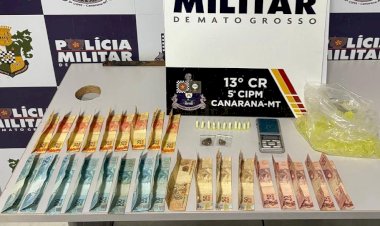 Polícia Militar prende dois suspeitos por tráfico de drogas no bairro União, em Canarana