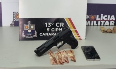 POLÍCIA MILITAR APREENDE DOIS MENORES COM PISTOLA DE CHUMBINHO DURANTE TENTATIVA DE ROUBO NO CENTRO DE CANARANA