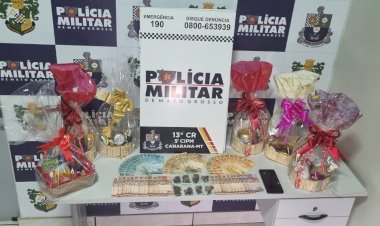 Polícia Militar apreende drogas, dinheiro e cestas de presentes em ação contra o tráfico em Canarana