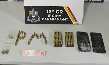 Mulher é presa com drogas e 124 munições de 9mm no Bairro Panorama, em Canarana