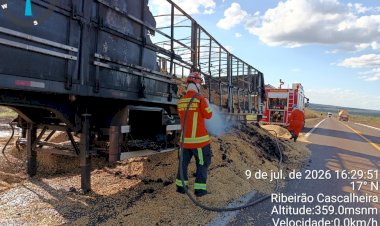 Botijão de gás prestes a explodir: ação dos bombeiros evita tragédia durante incêndio em carreta