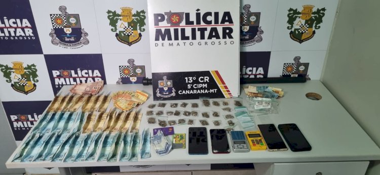 Polícia Militar prende dois homens e apreende menor por tráfico de drogas em Canarana