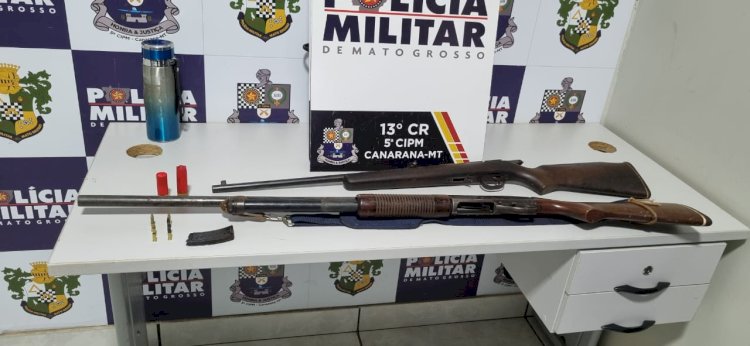 Polícia Militar apreende armas de fogo em ocorrência na tarde desta sexta-feira em Canarana