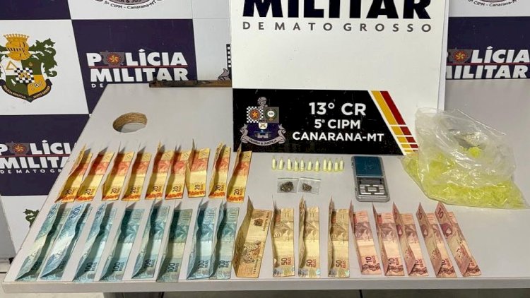 Polícia Militar prende dois suspeitos por tráfico de drogas no bairro União, em Canarana