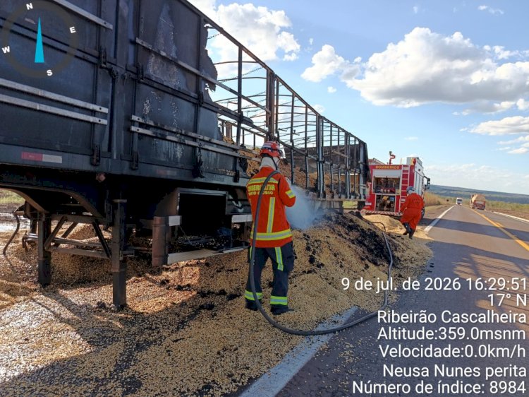 Botijão de gás prestes a explodir: ação dos bombeiros evita tragédia durante incêndio em carreta