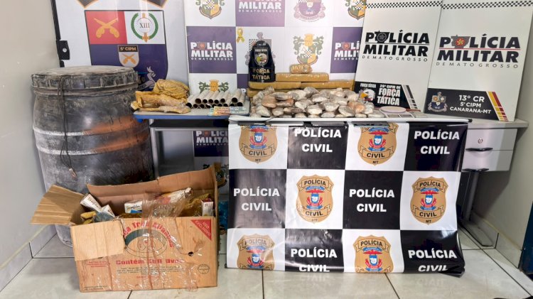 Ação conjunta apreende mais de 17 quilos de maconha e prende dois suspeitos em Canarana
